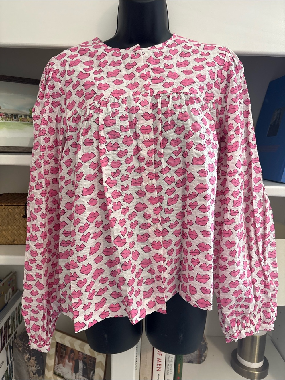 NWT Stella Nova Women’s Pink Printed Long-Sleeve Peasant Top